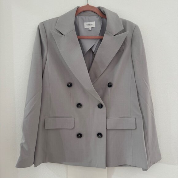 Who What Wear Light Gray Double-Breasted Blazer – Classic Tailored Fit, Small - Picture 2 of 6